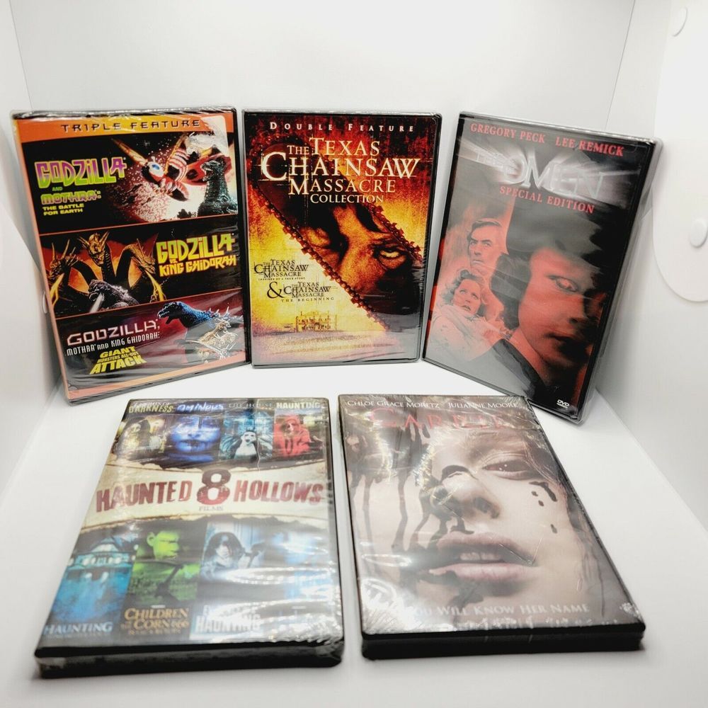 5  - Horror & Cult DVDS NEW! - Godzilla Triple Feature Carrie Omen Carrie & More